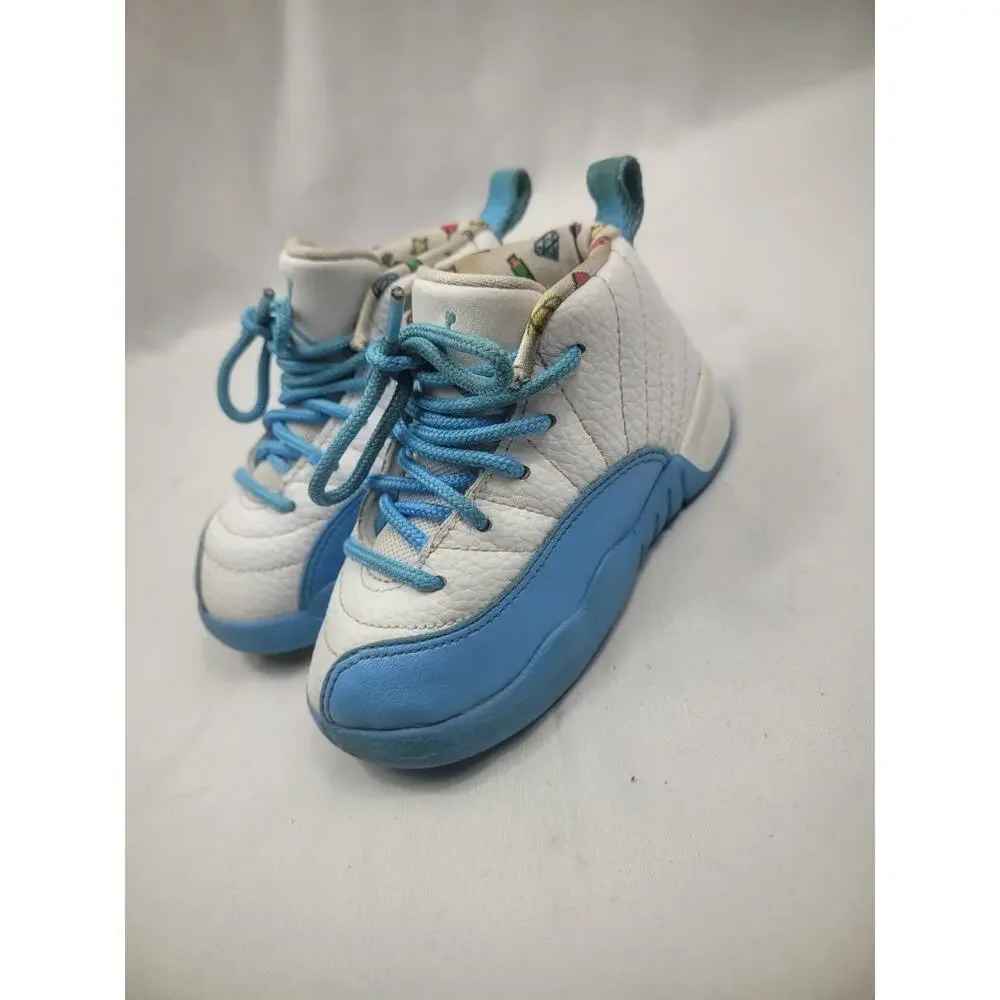 Jordan Retro 12 White/University Blue Emoji Toddler Size 7C Shoes DQ4367-114